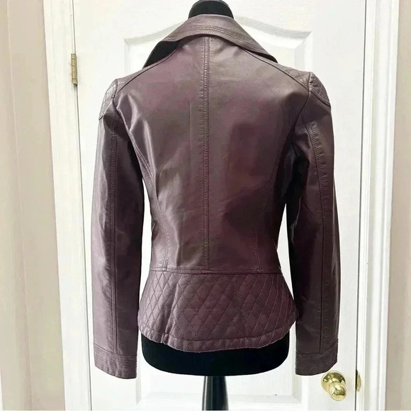 Ricki’s Faux Leather Jacket Moto Biker Vegan Burgundy Oxblood Plum Maroon Size 4 - Picture 14 of 15